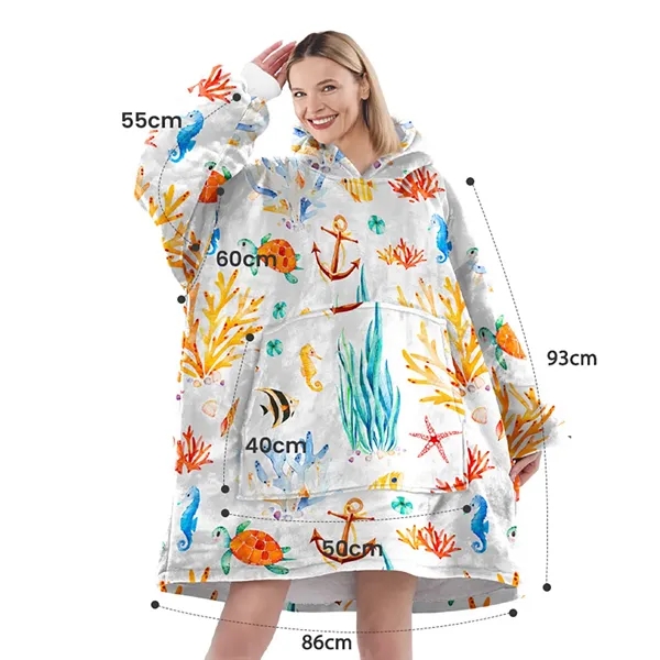 Wearable Blanket Hoodie Fleece Sweatshirt - Wearable Blanket Hoodie Fleece Sweatshirt - Image 1 of 5