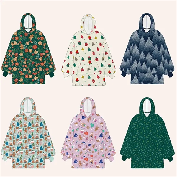 Wearable Blanket Hoodie Fleece Sweatshirt - Wearable Blanket Hoodie Fleece Sweatshirt - Image 2 of 5