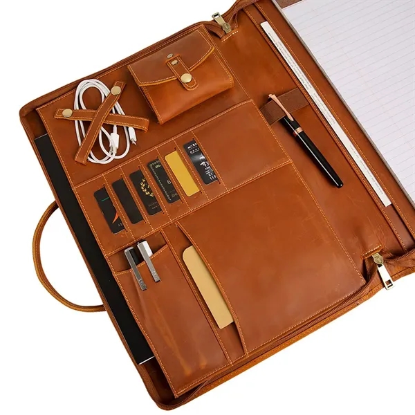 Personalized Genuine Leather Portfolio with Handle - Personalized Genuine Leather Portfolio with Handle - Image 1 of 9