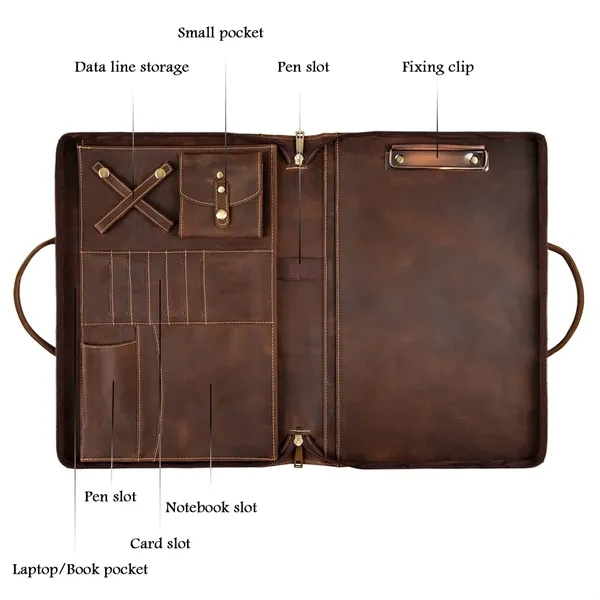 Personalized Genuine Leather Portfolio with Handle - Personalized Genuine Leather Portfolio with Handle - Image 5 of 9