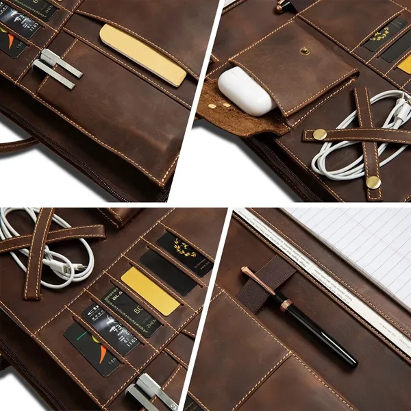Personalized Genuine Leather Portfolio with Handle - Personalized Genuine Leather Portfolio with Handle - Image 7 of 9