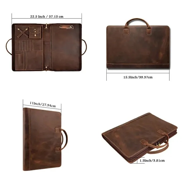 Personalized Genuine Leather Portfolio with Handle - Personalized Genuine Leather Portfolio with Handle - Image 8 of 9