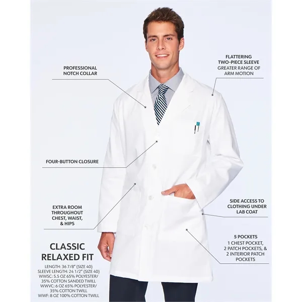 Landau - Essential Lab Coats - Men's Five-Pocket 100% Cot... - Landau - Essential Lab Coats - Men's Five-Pocket 100% Cot... - Image 2 of 2