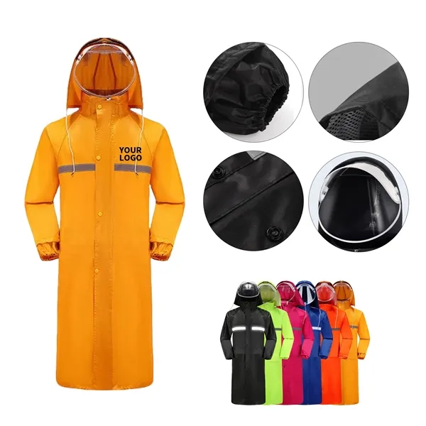 Long One-Piece Cycling Raincoat with Reflective Trim - Long One-Piece Cycling Raincoat with Reflective Trim - Image 0 of 7