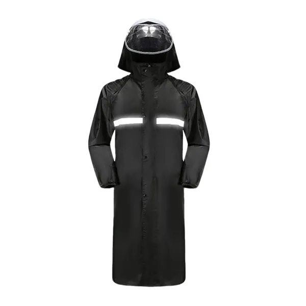 Long One-Piece Cycling Raincoat with Reflective Trim - Long One-Piece Cycling Raincoat with Reflective Trim - Image 6 of 7