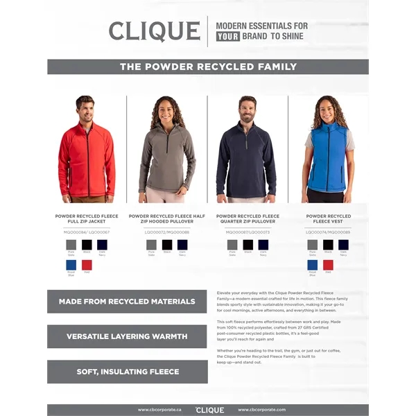 Clique Powder Recycled Fleece Mens Vest - Clique Powder Recycled Fleece Mens Vest - Image 10 of 31