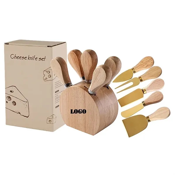 Oak Wood Cheese Knife Set - Oak Wood Cheese Knife Set - Image 0 of 2