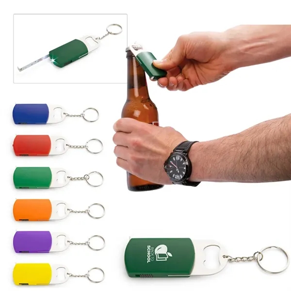 Keychain With Tape Measure Led Light Bottle Opener - Keychain With Tape Measure Led Light Bottle Opener - Image 0 of 2