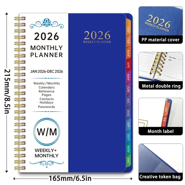 2026 Planner Hardcover Calendar Weekly and Monthly with Tabs - 2026 Planner Hardcover Calendar Weekly and Monthly with Tabs - Image 1 of 4