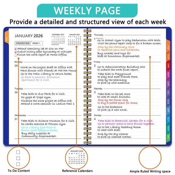 2026 Planner Hardcover Calendar Weekly and Monthly with Tabs - 2026 Planner Hardcover Calendar Weekly and Monthly with Tabs - Image 2 of 4