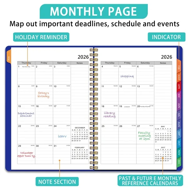 2026 Planner Hardcover Calendar Weekly and Monthly with Tabs - 2026 Planner Hardcover Calendar Weekly and Monthly with Tabs - Image 3 of 4