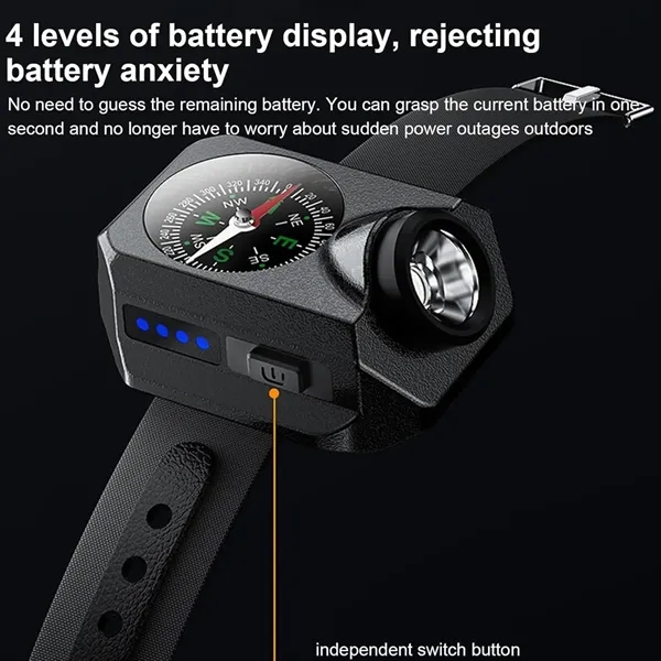 Rechargeable Wrist Torch Light with Compass USB Outdoor - Rechargeable Wrist Torch Light with Compass USB Outdoor - Image 5 of 9