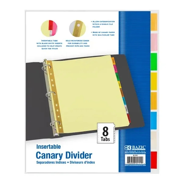 DDI 3 Ring Binder Paper Dividers - 8 Color Tabs - DDI 3 Ring Binder Paper Dividers - 8 Color Tabs - Image 0 of 0