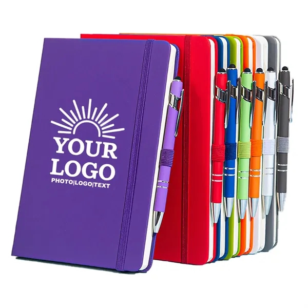 PU Leather Journal Notebook w/ Stylus Metal Ballpoint Pen - PU Leather Journal Notebook w/ Stylus Metal Ballpoint Pen - Image 0 of 7