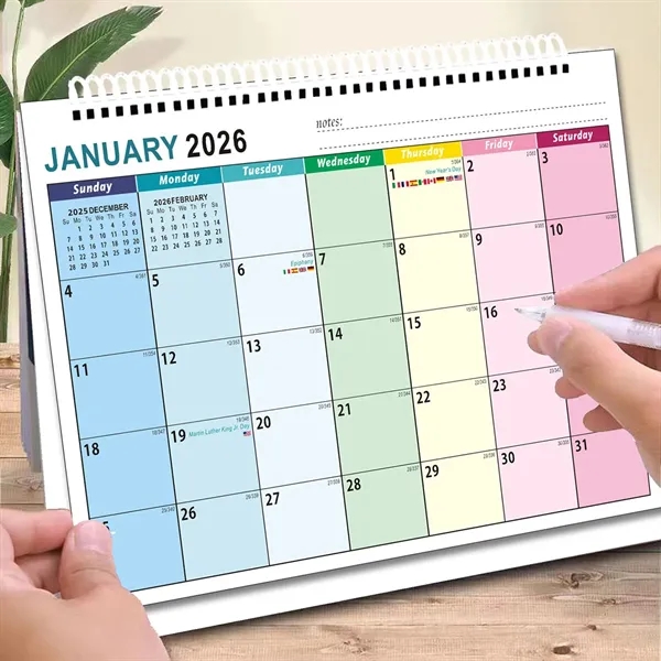 Full Color Standing Spiral Desk Calendar - Full Color Standing Spiral Desk Calendar - Image 3 of 4