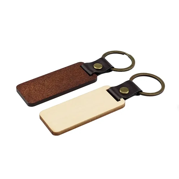 Eco Friendly Wooden Keychain with PU Strap & Split Ring - Eco Friendly Wooden Keychain with PU Strap & Split Ring - Image 1 of 3