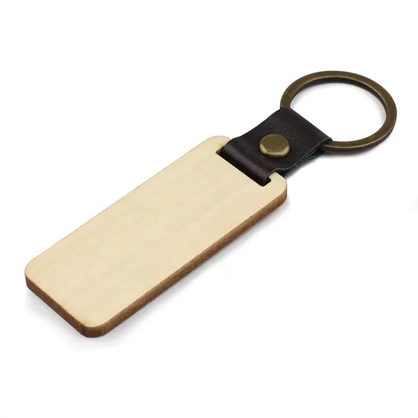 Eco Friendly Wooden Keychain with PU Strap & Split Ring - Eco Friendly Wooden Keychain with PU Strap & Split Ring - Image 2 of 3