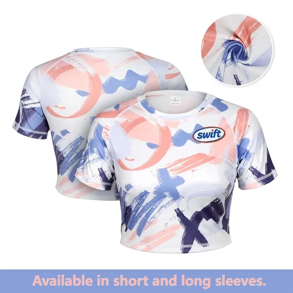 Women's Raglan Workout Crop Top Gym Shirt (Full Color) - Women's Raglan Workout Crop Top Gym Shirt (Full Color) - Image 0 of 5