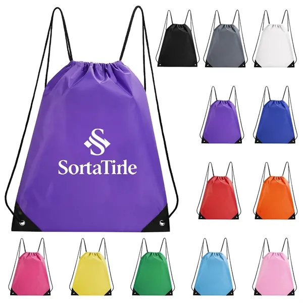 Polyester Drawstring Cinch Backpack 210D - Polyester Drawstring Cinch Backpack 210D - Image 3 of 7