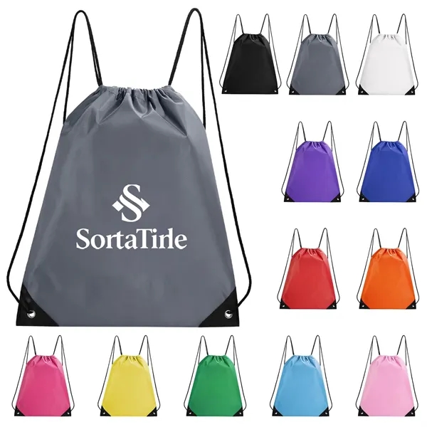 Polyester Drawstring Cinch Backpack 210D - Polyester Drawstring Cinch Backpack 210D - Image 5 of 7