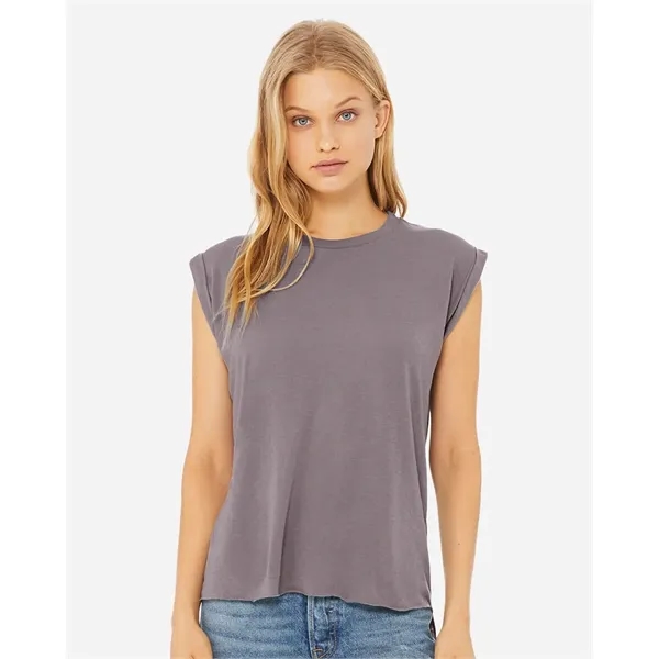 BELLA + CANVAS Women's Flowy Rolled Cuffs Muscle Tee - BELLA + CANVAS Women's Flowy Rolled Cuffs Muscle Tee - Image 0 of 4