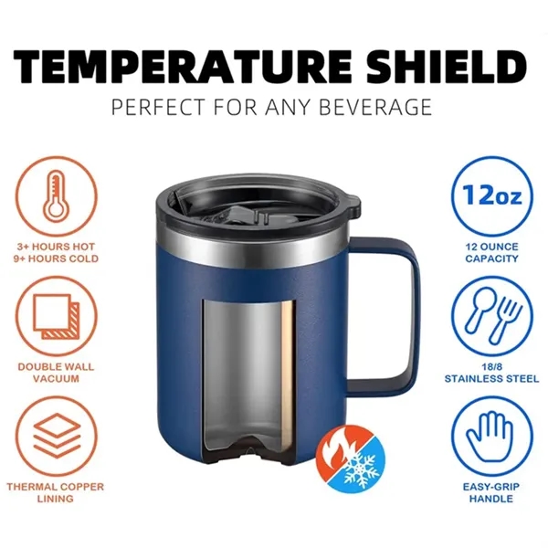 12oz Stainless Steel Insulated Coffee Mug with Handle - 12oz Stainless Steel Insulated Coffee Mug with Handle - Image 1 of 5