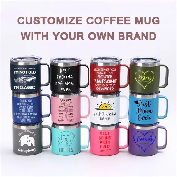12oz Stainless Steel Insulated Coffee Mug with Handle - 12oz Stainless Steel Insulated Coffee Mug with Handle - Image 2 of 5
