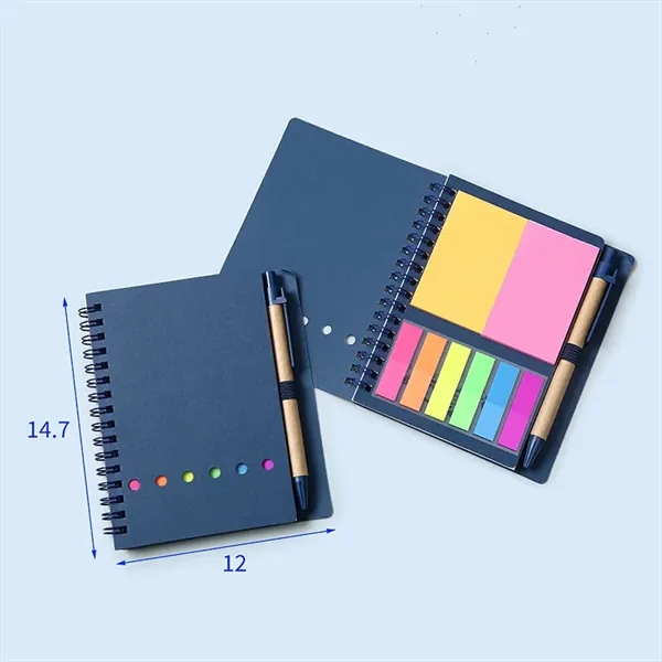 4.7 x 5.8 inch Spiral Notebook with Pen & Sticky Notes - 4.7 x 5.8 inch Spiral Notebook with Pen & Sticky Notes - Image 3 of 6