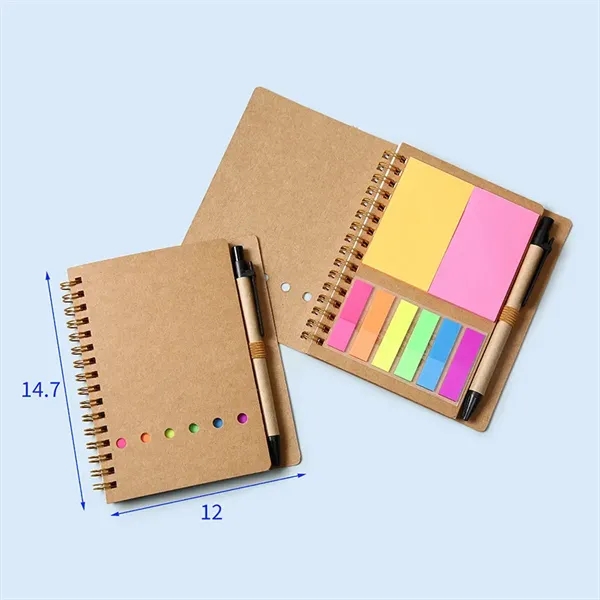 4.7 x 5.8 inch Spiral Notebook with Pen & Sticky Notes - 4.7 x 5.8 inch Spiral Notebook with Pen & Sticky Notes - Image 6 of 6