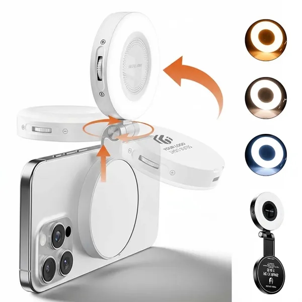 Adjustable compact mirror magnetic phone selfie light - Adjustable compact mirror magnetic phone selfie light - Image 0 of 4