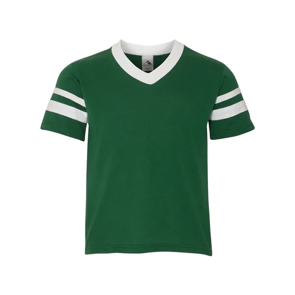 Augusta Sportswear Youth V-Neck Jersey with Striped Sleeves - Augusta Sportswear Youth V-Neck Jersey with Striped Sleeves - Image 3 of 23