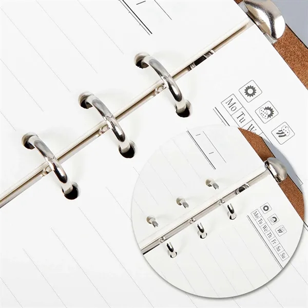 Office refillable retro leather 6 ring binder notebook - Office refillable retro leather 6 ring binder notebook - Image 3 of 4