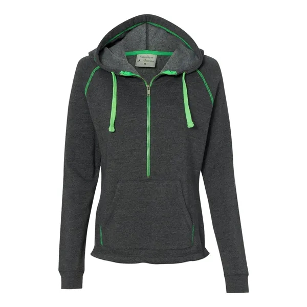 J. America Women's Triblend Half-Zip Hooded Sweatshirt - J. America Women's Triblend Half-Zip Hooded Sweatshirt - Image 4 of 6