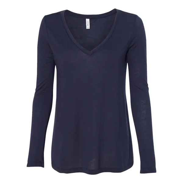 Custom BELLA + CANVAS Women's Flowy Long Sleeve V-Neck Tee