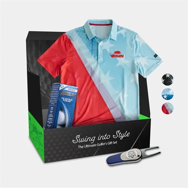 YATTA® Patriot Polo, Srixon® Golf Ball & Divot Tool Gift Set