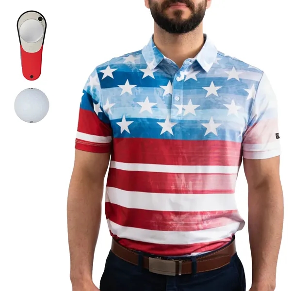 YATTA® Patriot Polo, Srixon® Golf Ball & Divot Tool Gift Set