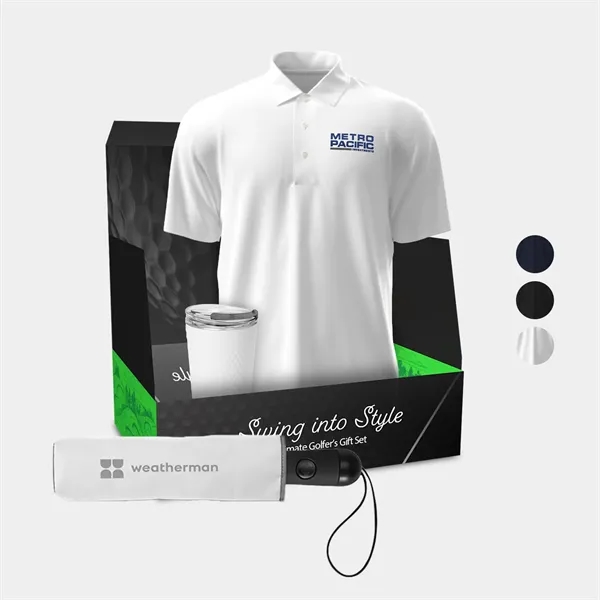 20oz SWIG® Golf Bottle, PGA TOUR Polo & Umbrella Gift Set