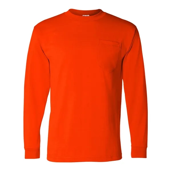 Custom Bayside Unisex USA-Made 50/50 Long Sleeve Pocket T-Shirt