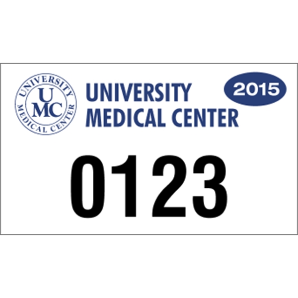 4.75" x 2.75" White Vinyl Bumper Parking Permits