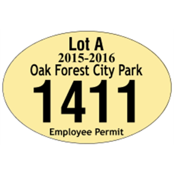 3" x 2" Oval White Vinyl Bumper Parking Permits