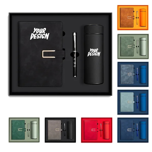 Deluxe A5 Notebook Pen Gift Set w/ Water Bottle - Deluxe A5 Notebook Pen Gift Set w/ Water Bottle - Image 0 of 4