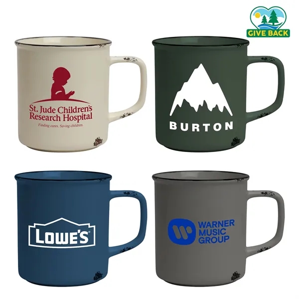 Distressed Stoneware 17oz Camp Mug