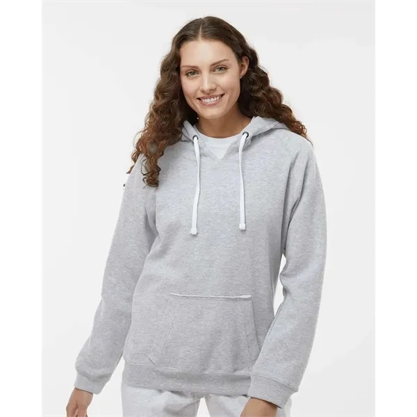 J. America Women's Sueded V-Neck Hooded Sweatshirt