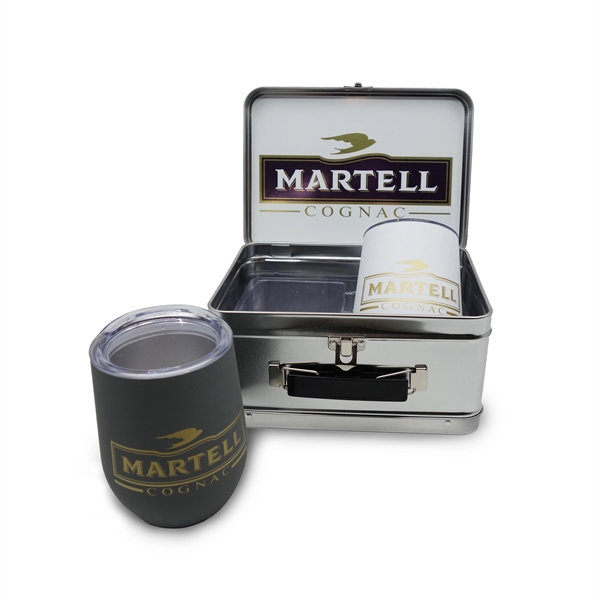 Custom Retro Lunchbox & Double 12 Oz. Stemless Wine