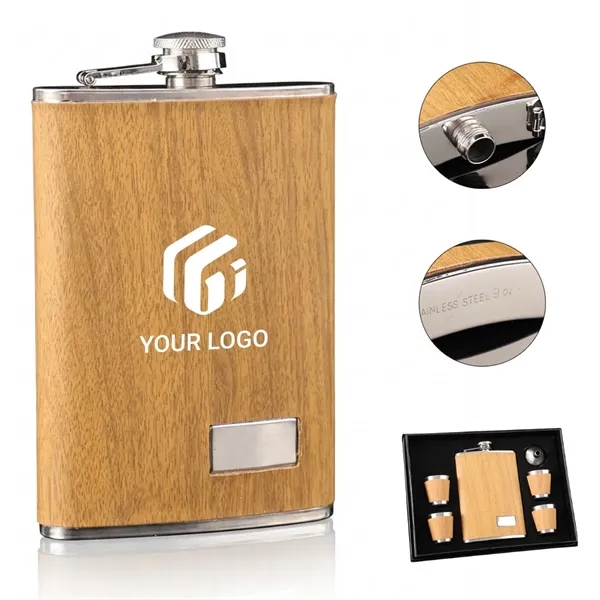 Stainless steel leak proof whiskey liquor 9 oz hip flask set - Stainless steel leak proof whiskey liquor 9 oz hip flask set - Image 0 of 4