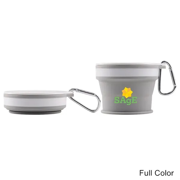 5.75 oz Portable Collapsible Silicone Cup with Carabiner - 5.75 oz Portable Collapsible Silicone Cup with Carabiner - Image 2 of 7