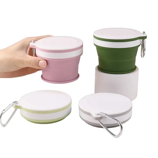 5.75 oz Portable Collapsible Silicone Cup with Carabiner - 5.75 oz Portable Collapsible Silicone Cup with Carabiner - Image 5 of 7