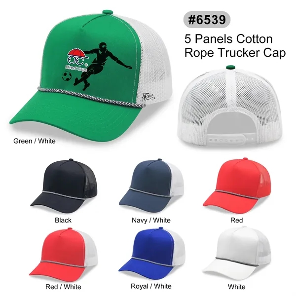 5 Panel A Frame Golf Trucker Cap w/Rope - 5 Panel A Frame Golf Trucker Cap w/Rope - Image 0 of 36