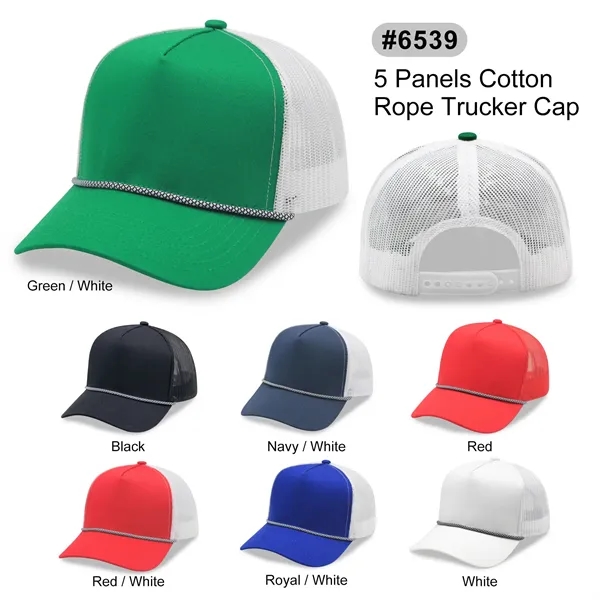 5 Panel A Frame Golf Trucker Cap w/Rope - 5 Panel A Frame Golf Trucker Cap w/Rope - Image 1 of 36