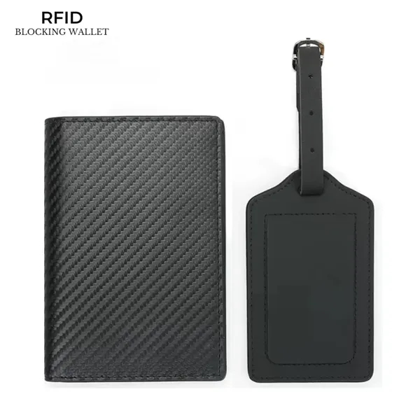 Leather Rfid Passport Holder + Luggage Tag Gift Set - Leather Rfid Passport Holder + Luggage Tag Gift Set - Image 0 of 7